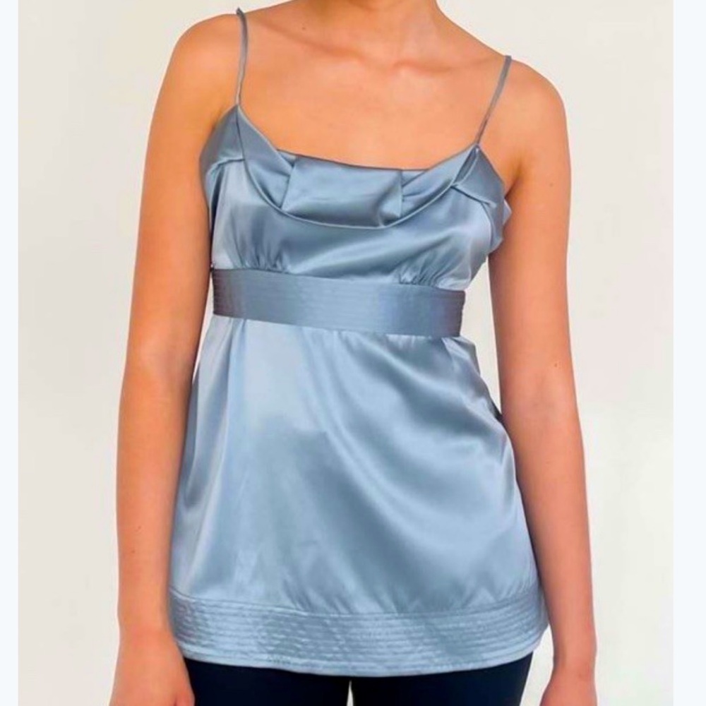 BCBGMaxAzria French Blue Camisole Silk Cami Top Size XXS Ice 🧊 Blue French